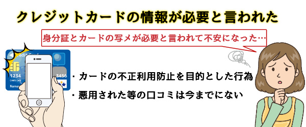 クレジットカードの情報が必要と言われた