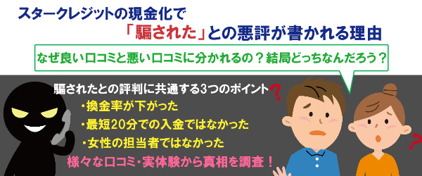 スタークレジットの現金化で「騙された」との悪評が書かれる理由