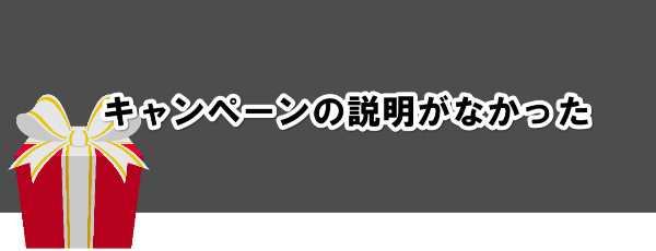 キャンペーンの説明がなかった